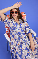 Cara Tiered Midi Dress - Sapphire Floral