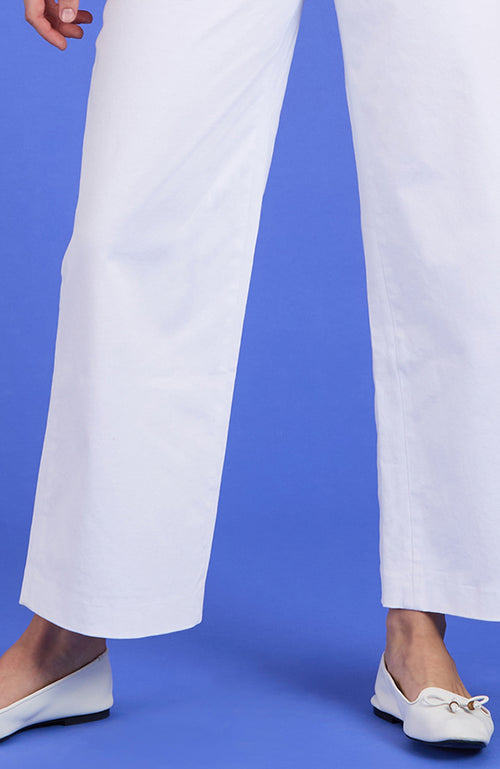 Victoria Twill High-Rise Cropped Pant - White