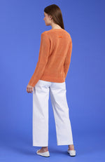 Mineral Wash Crew Neck Sweater - Mandarin Orange