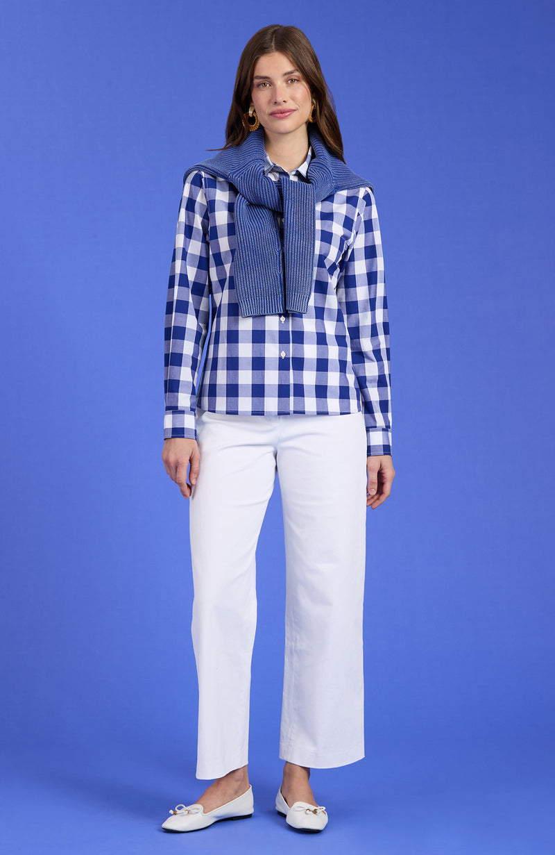 Wells Cotton Check Shirt - Sapphire Check