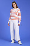 Cory Textured Stripe Sweater - Orange Sapphire Stripes