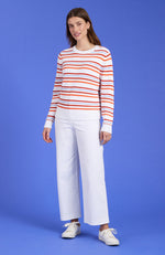 Cory Textured Stripe Sweater - Orange Sapphire Stripes