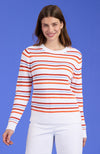 Cory Textured Stripe Sweater - Orange Sapphire Stripes