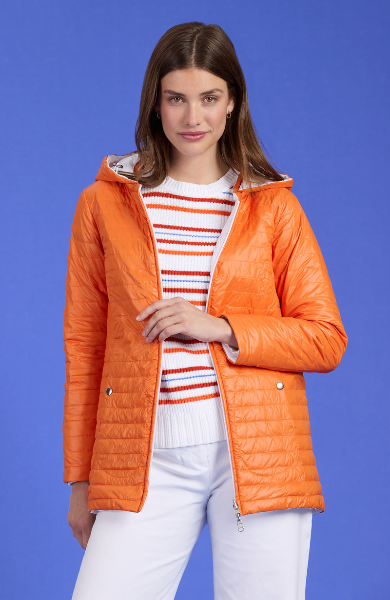 Martha Reversible Puffer Jacket - Mandarin Orange