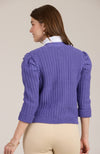 Cotton Blend Knit Cardigan - Light Violet