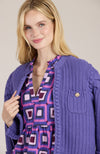 Cotton Blend Knit Cardigan - Light Violet