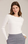 Cotton Cashmere Ribbed Crewneck - Ivory