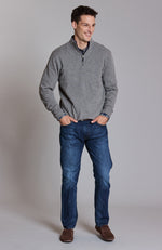 Cashmere 1/4 Zip Front Sweater - Heather Grey