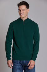 Cashmere 1/4 Zip Front Sweater - Brunswick Green