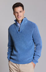 Mineral Wash 1/4 Zip Sweater - Cadet