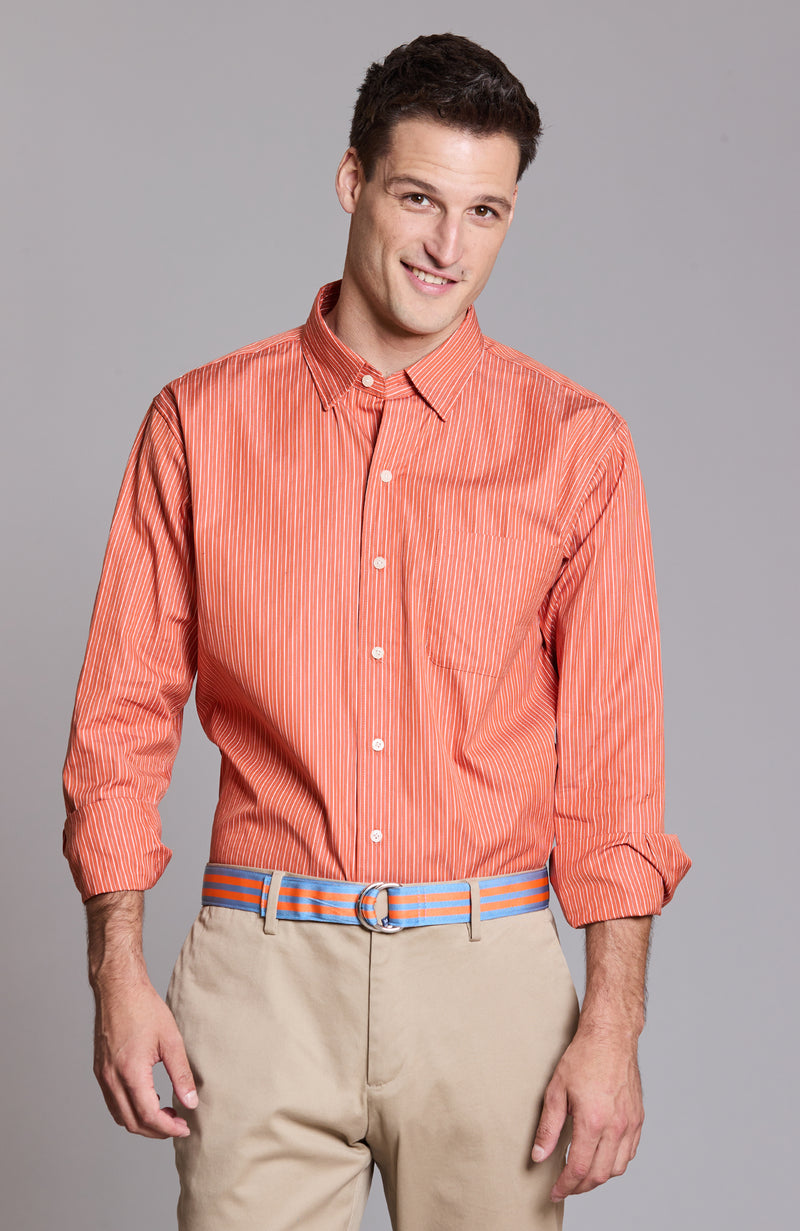 Rhinebeck Stripe Long Sleeve Shirt - Multi Orange Stripe