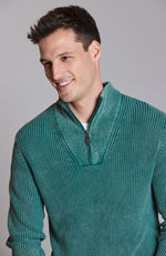 Mineral Wash 1/4 Zip Sweater - Brunswick Green