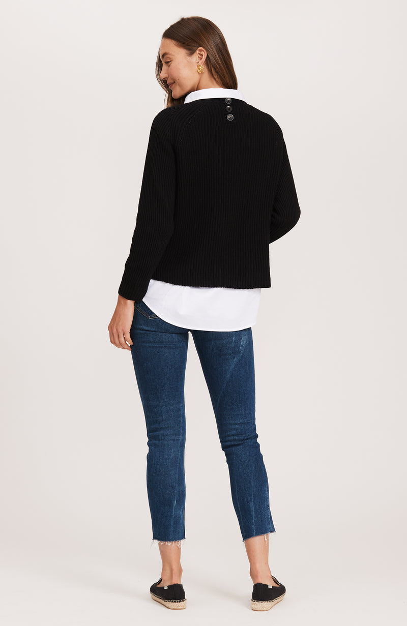 Mineral Wash Shaker Sweater - Black