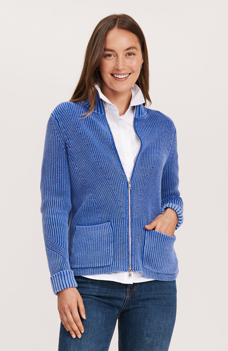 Mineral Wash Cardigan - Cobalt