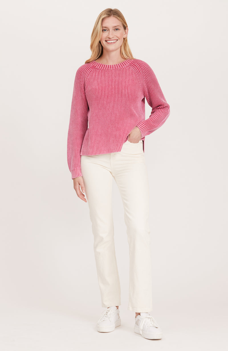 Mineral Wash Shaker Sweater - Dahlia