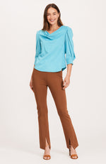 Isabella Draped Neck Top - Turquoise