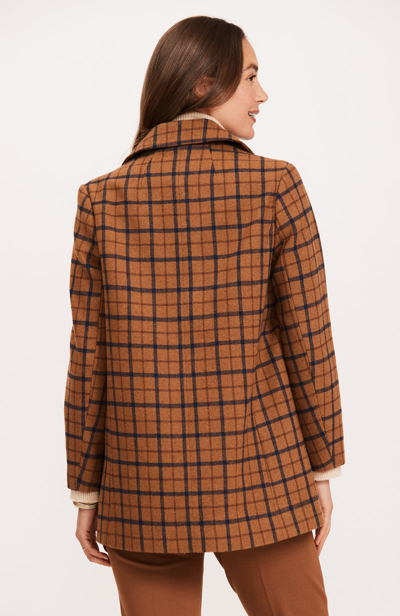 Plaid Car Coat - Teddy Bear Midnight