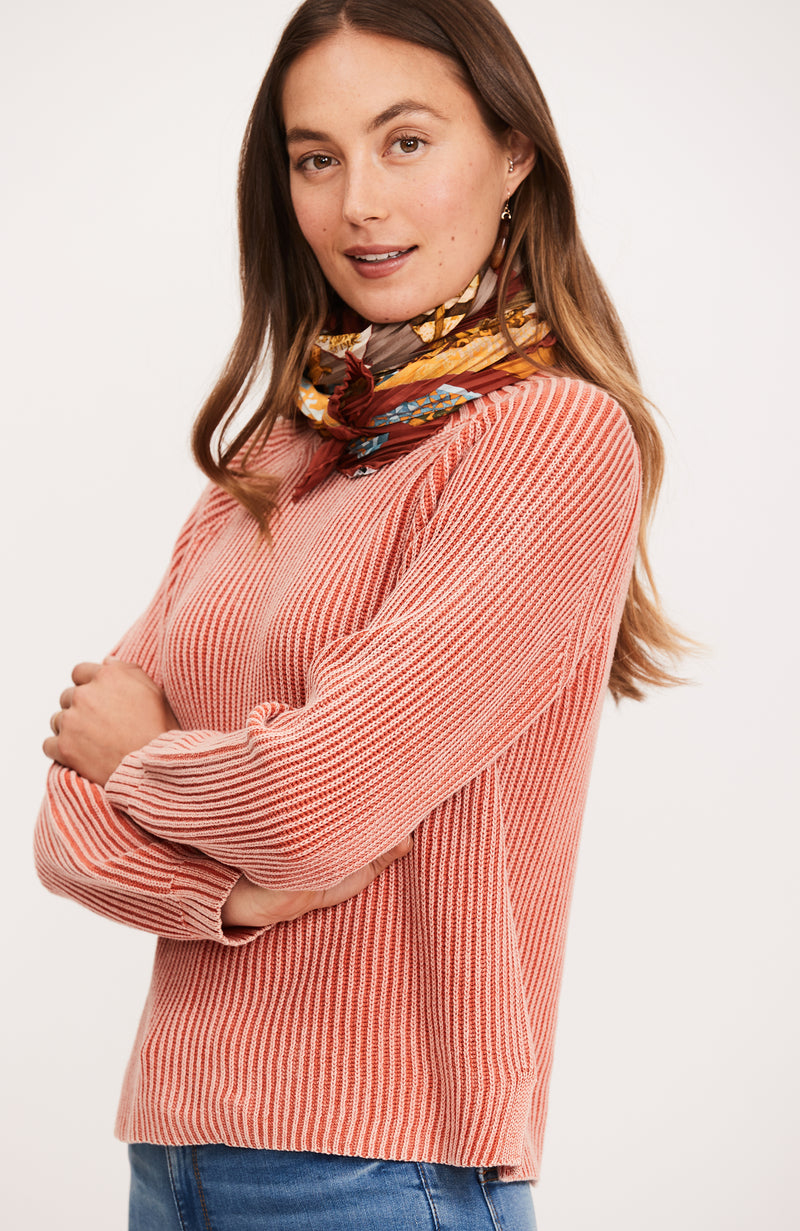 Mineral Wash Shaker Sweater - Paprika