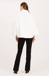 Ribbed Neck Zip Up Cape - Ivory